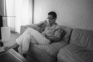 1986 - Keith Jarrett photographed in the hotel in Lugano, during Lugano Estival Jazz